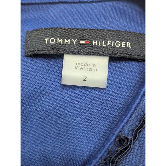 💙 Tommy Hilfiger Women’s Blue Lace Shift Dress Size 2 NWT - Picture 5 of 10